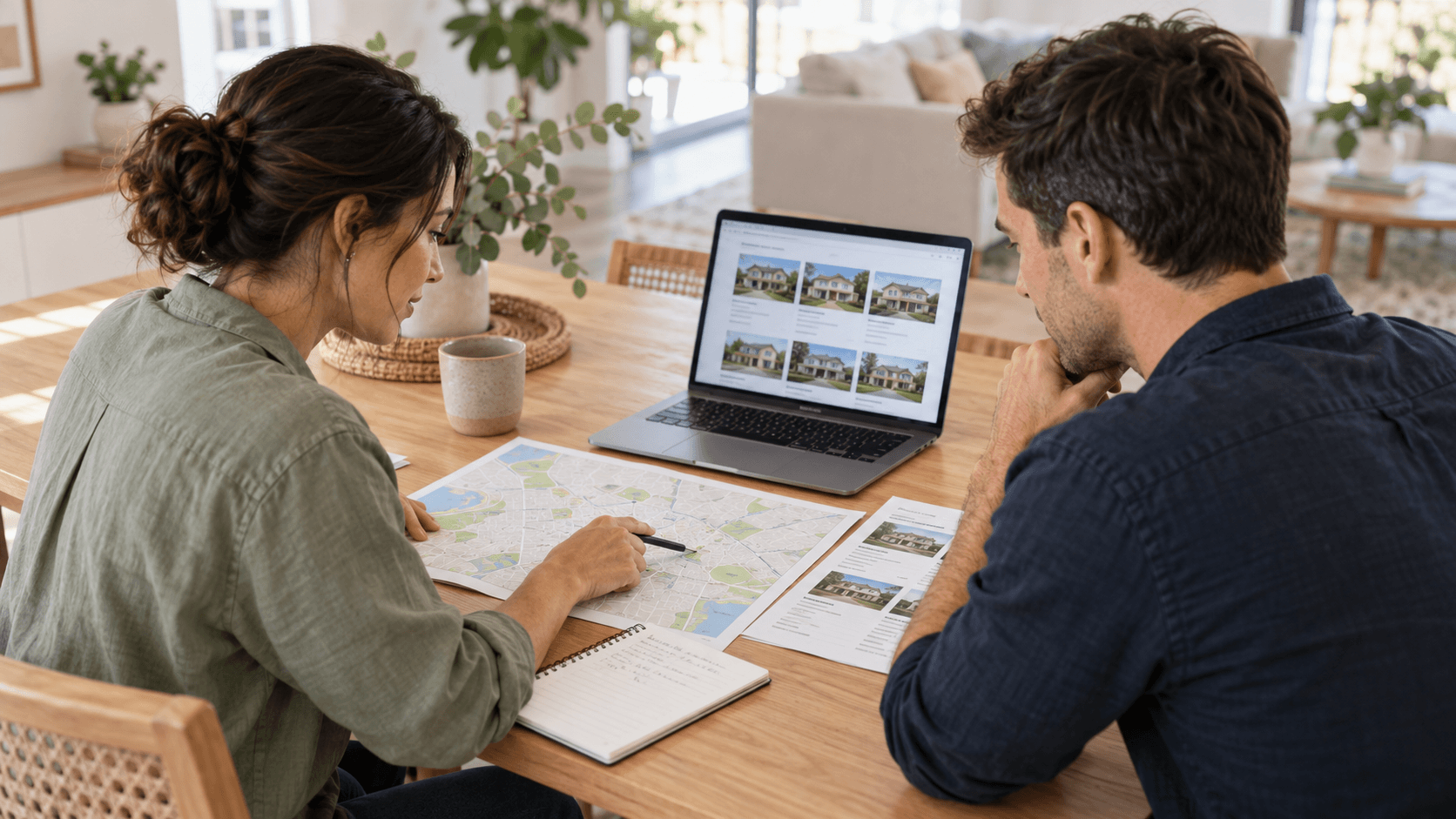 Couple reviewing property listings